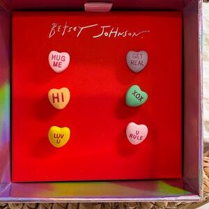 Betsey Johnson Multicolor Candy Heart Earrings Set